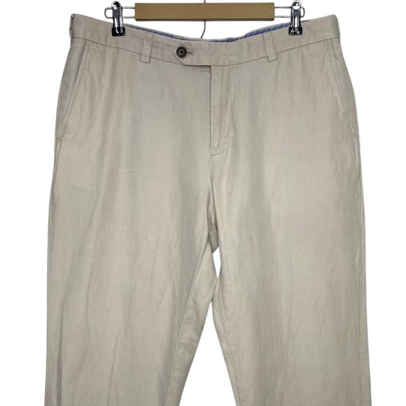 Brooks Brothers Pants Mens 36x32 Beige Baird McNutt Irish Linen Coastal Preppy - Picture 5 of 13